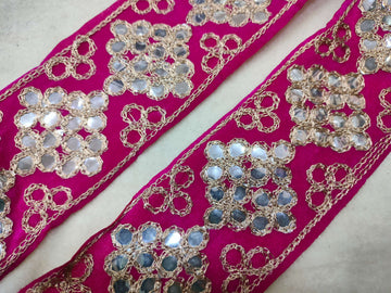 Pink Fancy Zari and Thread Work Embroidered Border