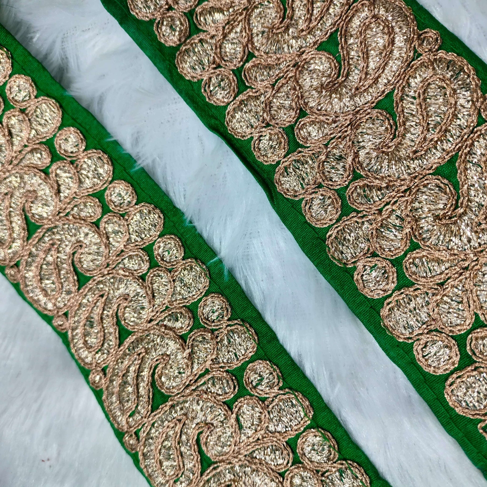 Green Fancy Zari and Thread Work Embroidered Border