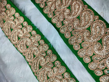 Green Fancy Zari and Thread Work Embroidered Border