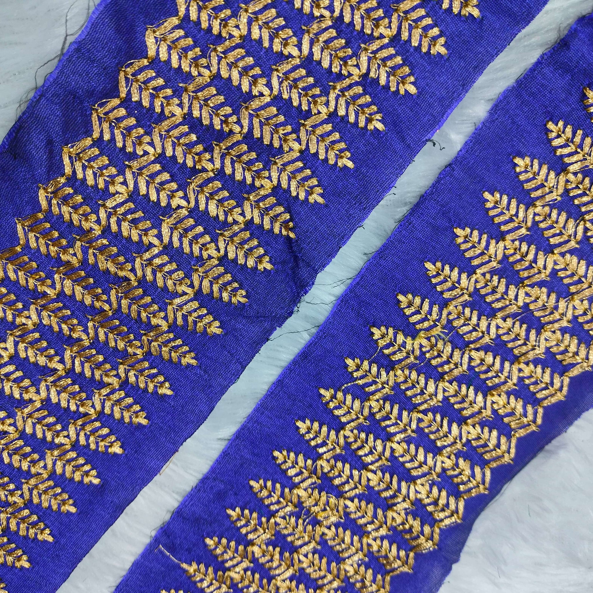 Blue Fancy Zari and Thread Work Embroidered Border