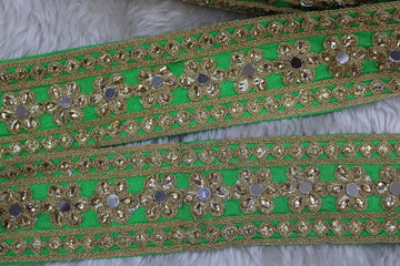 Green Fancy Zari and Thread Work Embroidered Border