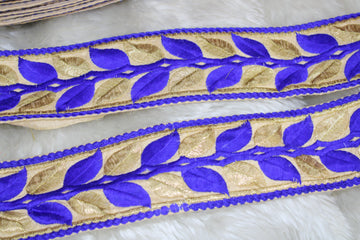 Blue Fancy Zari and Thread Work Embroidered Border