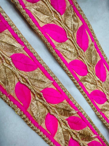 Pink Fancy Zari and Thread Work Embroidered Border