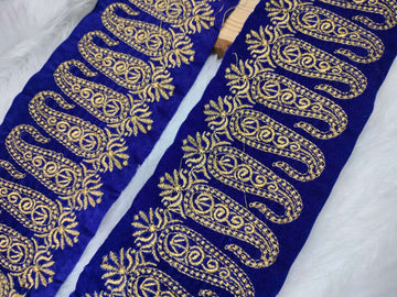 Blue Fancy Zari and Thread Work Embroidered Border