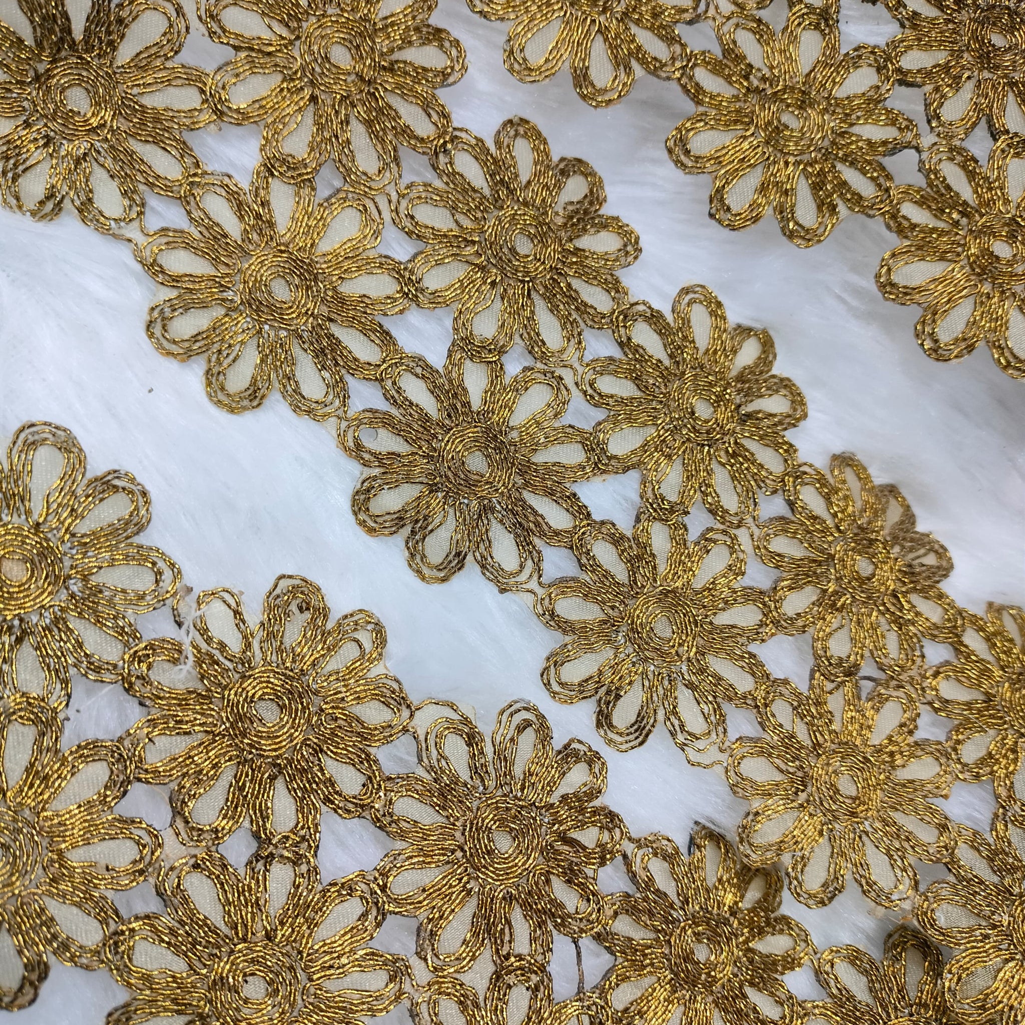 Antique Gold Fancy Zari and Thread Work Embroidered Border