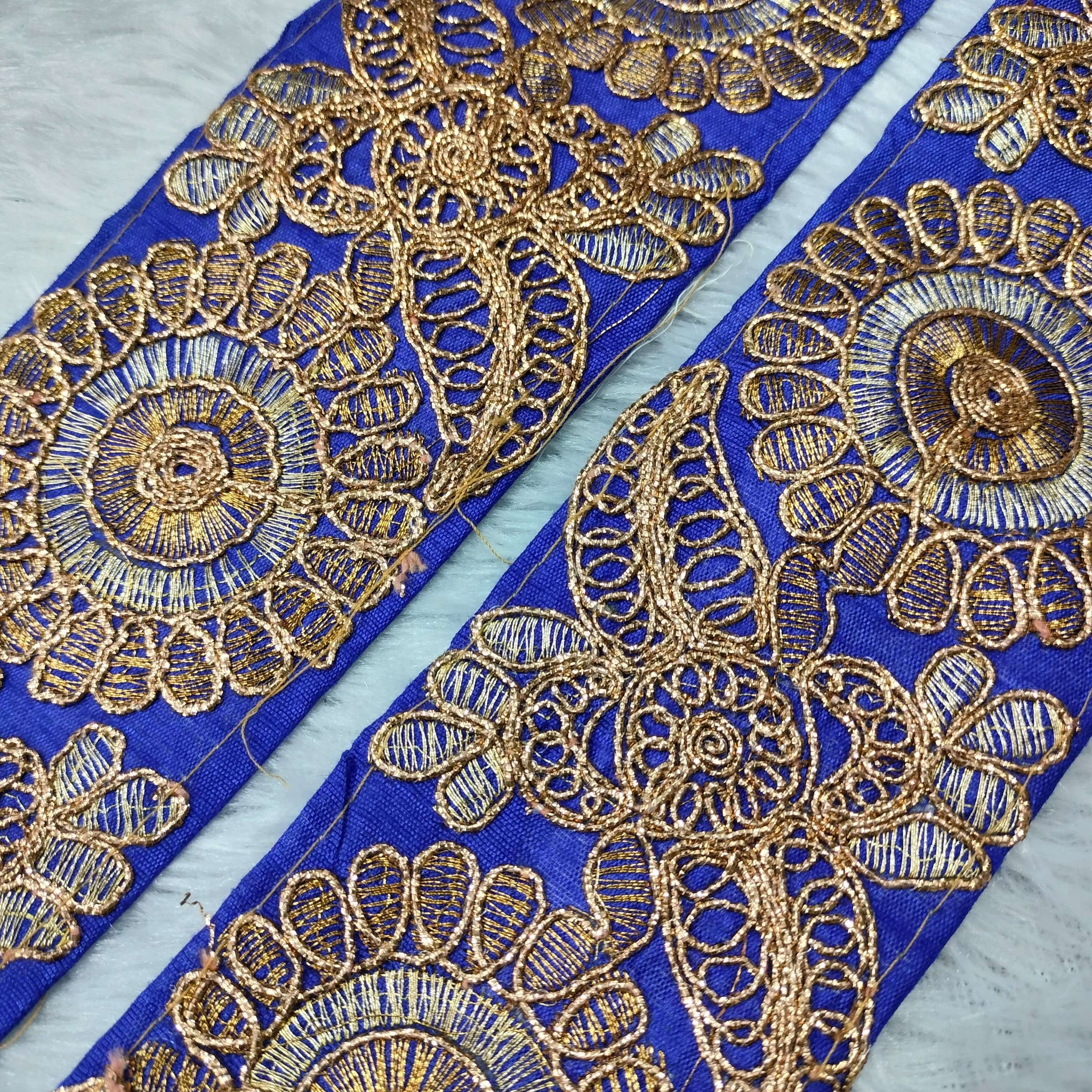 Blue Fancy Zari and Thread Work Embroidered Border