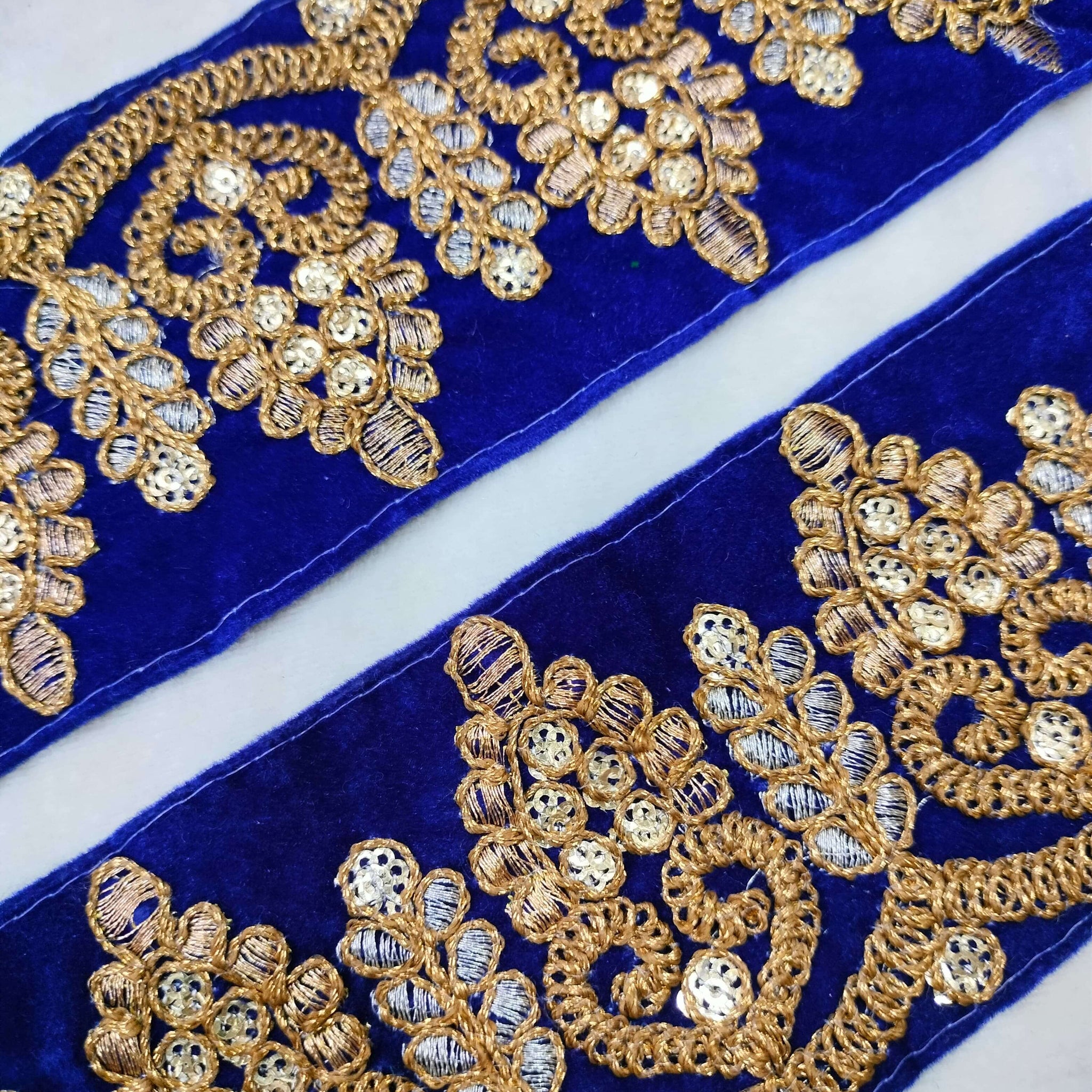 Blue Fancy Zari and Thread Work Embroidered Border