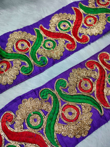 Multicolor Fancy Zari and Thread Work Embroidered Border