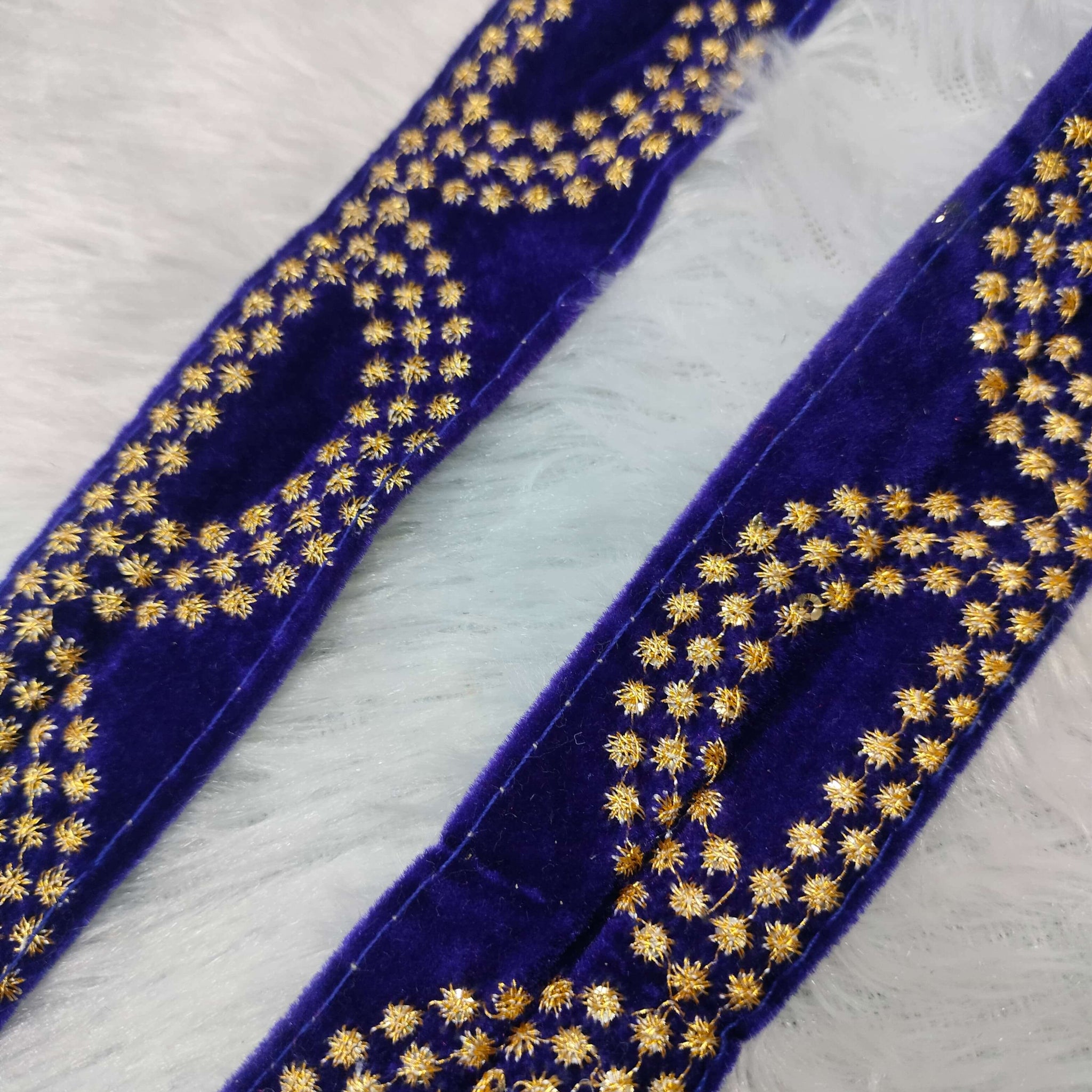 Royal Blue Fancy Zari and Thread Work Embroidered Border