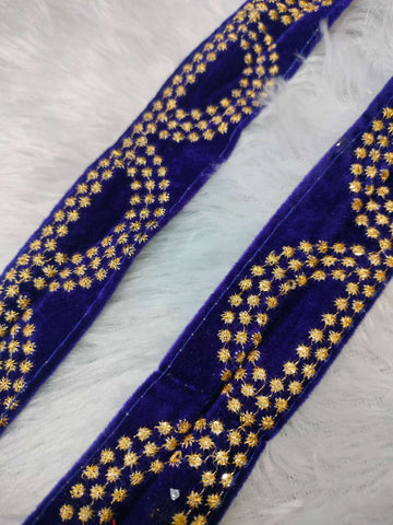 Royal Blue Fancy Zari and Thread Work Embroidered Border