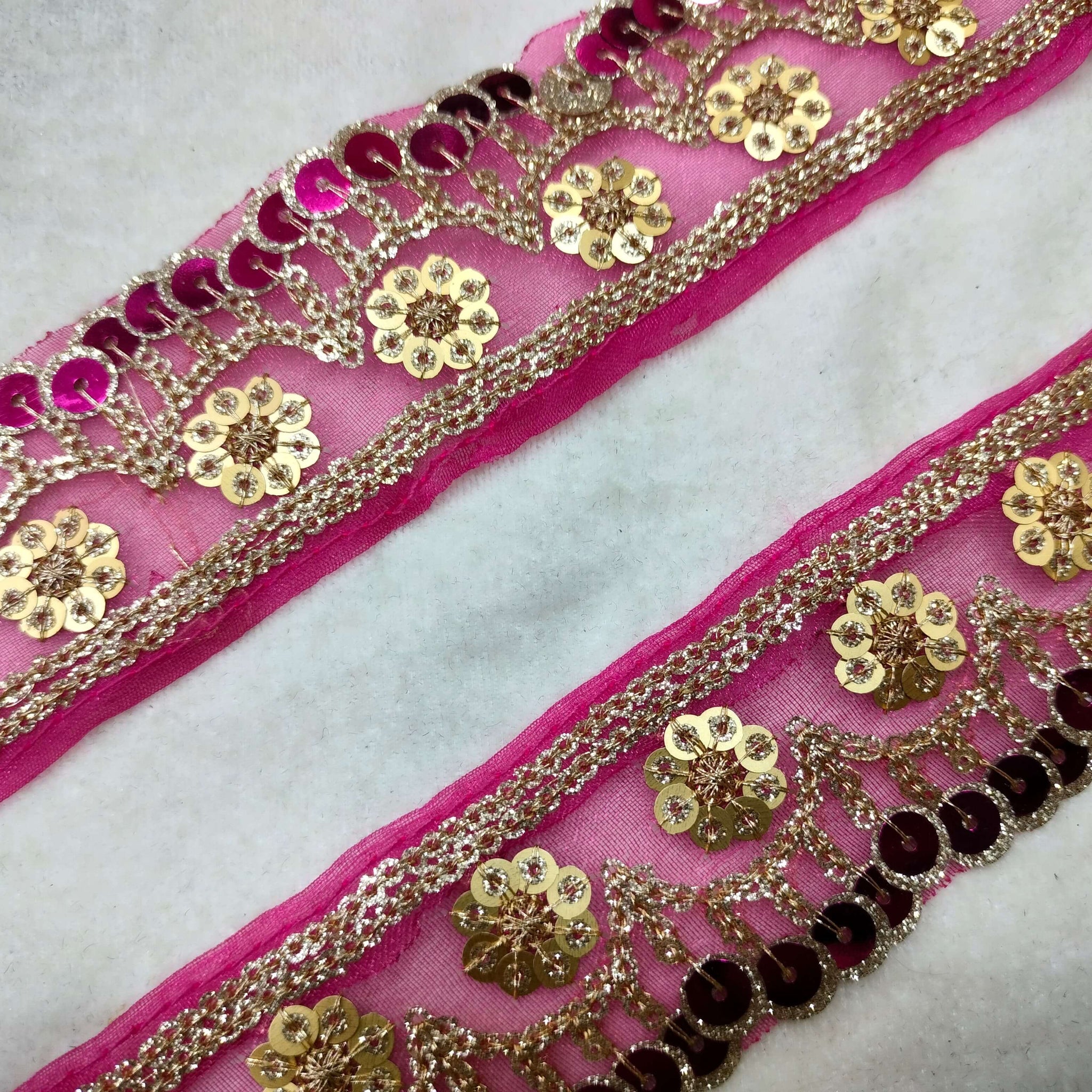 Pink Fancy Zari and Thread Work Embroidered Border