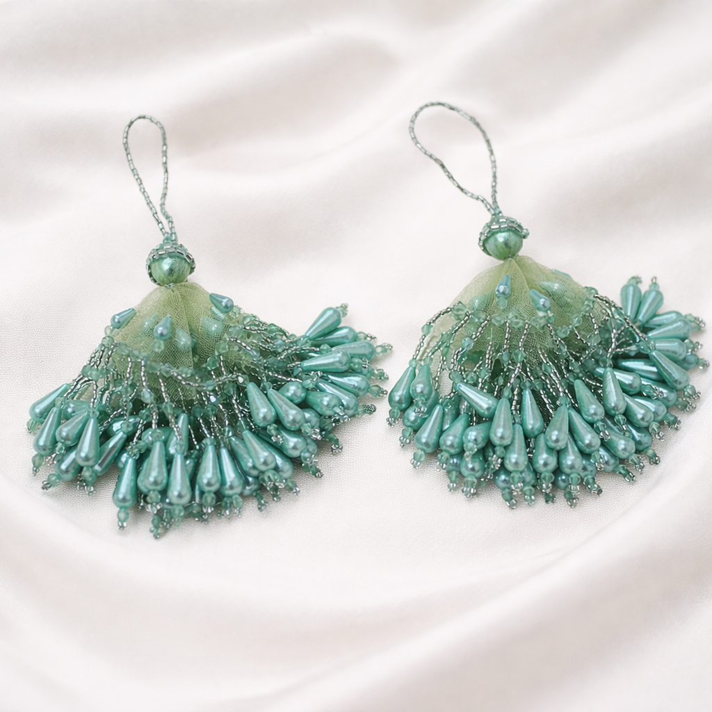 Ethnic Light Blue Tassels