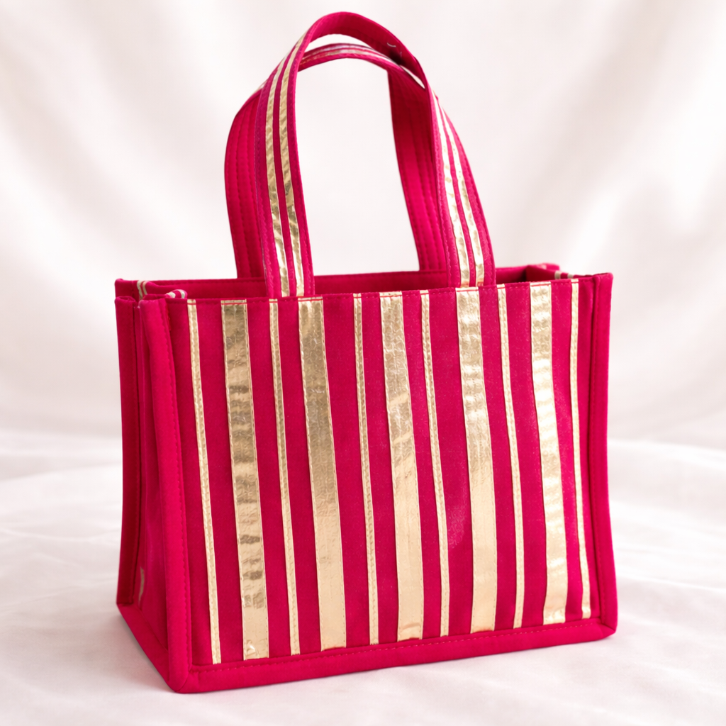 Fabric Wedding Gift Bags with Gold Detailing (Set Of 12 & 24 Pieces)