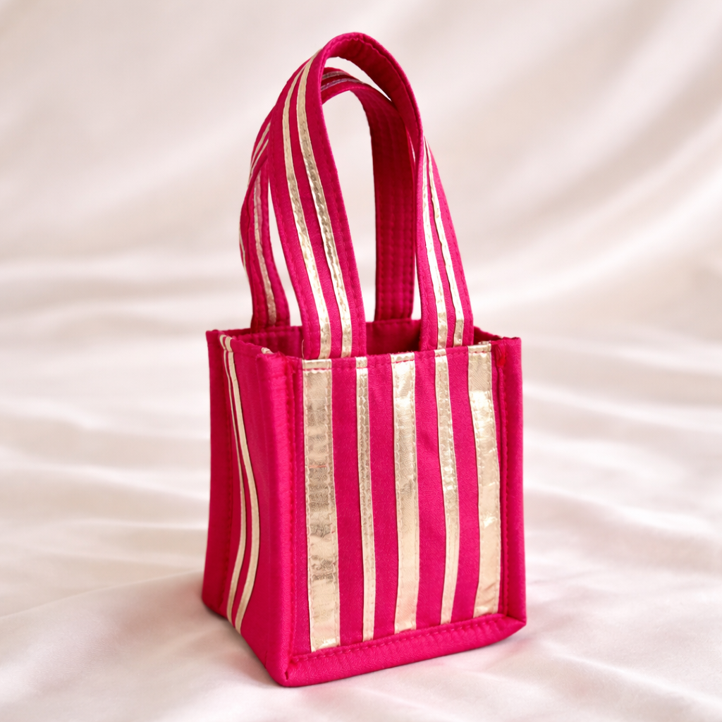 Premium Fabric Hamper Tote Bags with Metallic Stripe Detailing(Set Of 12 & 24 Pieces)