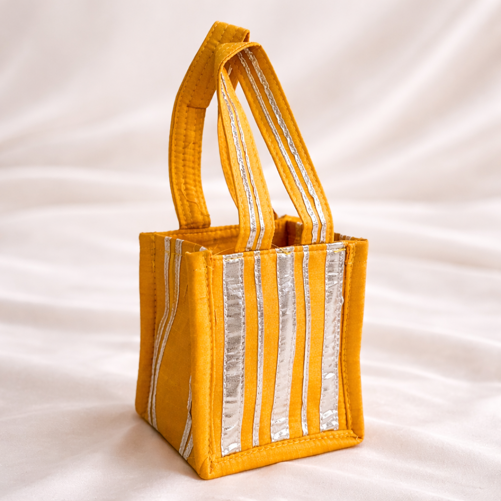 Premium Fabric Hamper Tote Bags with Metallic Stripe Detailing(Set Of 12 & 24 Pieces)