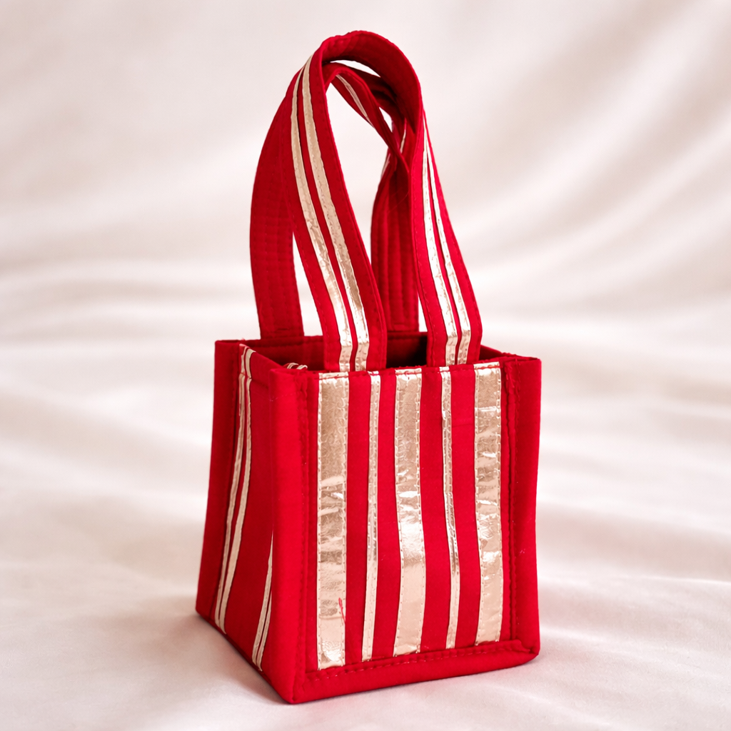 Premium Fabric Hamper Tote Bags with Metallic Stripe Detailing(Set Of 12 & 24 Pieces)