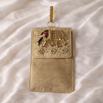 Designer Fabric Mobile & Essentials Gift Pouch with Elephant Embroidery – Set of 12 & 24