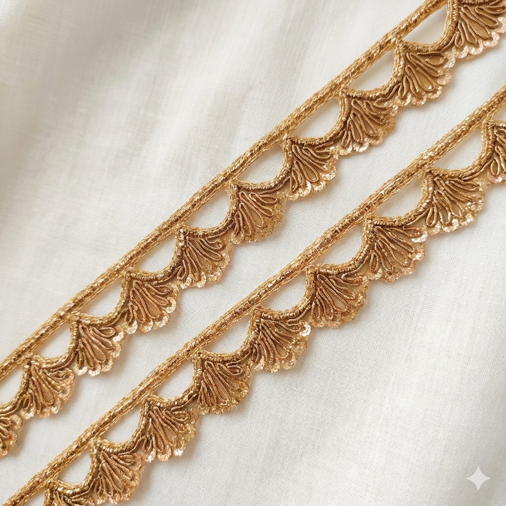 Golden Embellished Handwork Zardozi Work Lace
