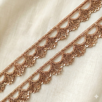 Rose Gold Handwork Zardozi Work Lace