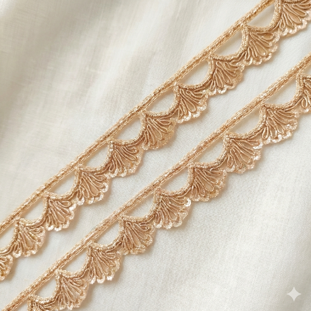 Antique Gold Sequins Handwork Zardozi Lace