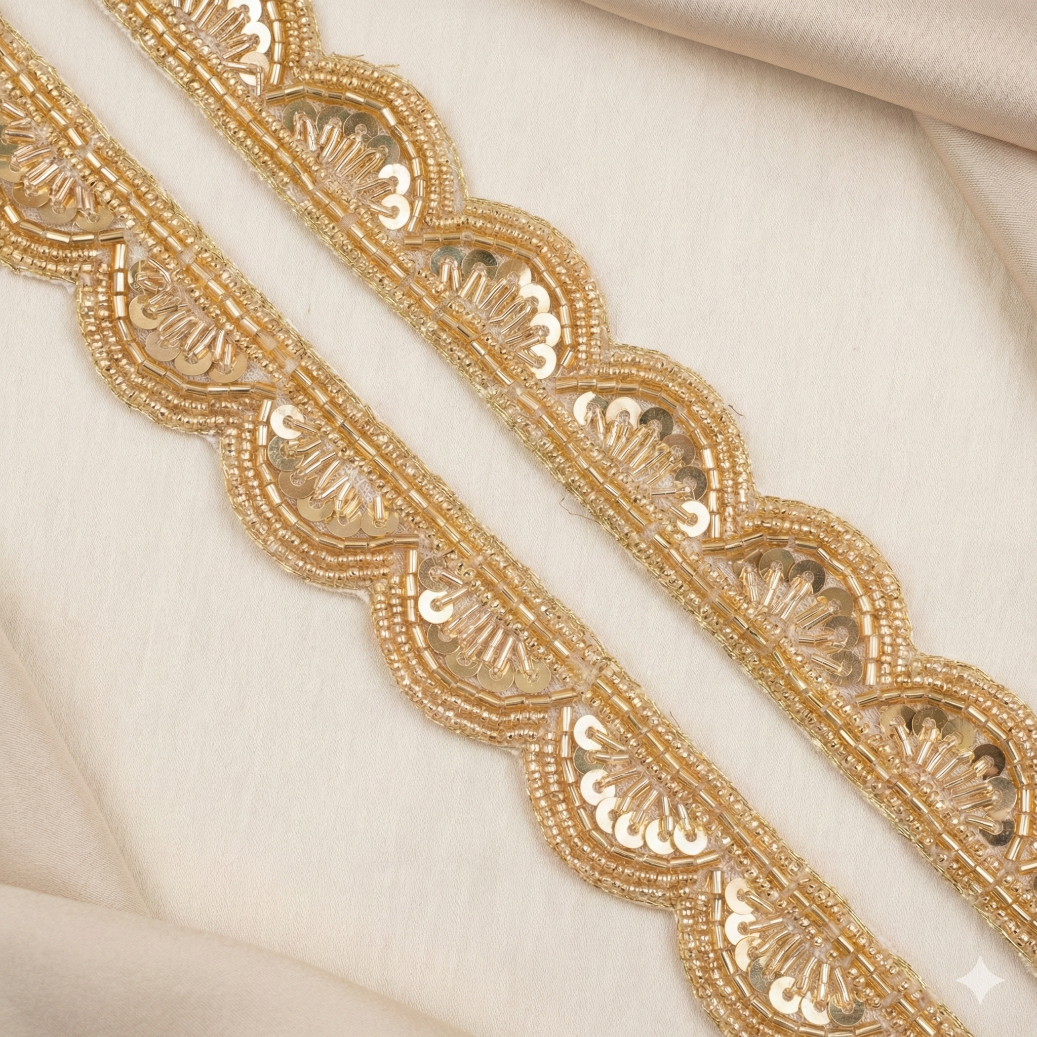 Light Golden Handwork Zardozi Work Lace