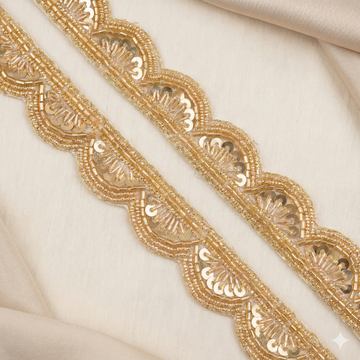 Light Golden Handwork Zardozi Work Lace