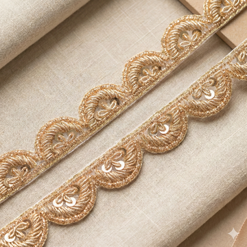 Rose Gold Handwork Zardozi Work Lace