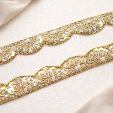 Light Gold Handwork Zardozi Work Lace