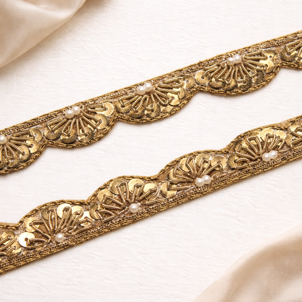 Antique Gold Handwork Zardozi Work Lace