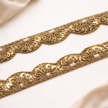 Antique Gold Handwork Zardozi Work Lace