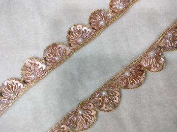 Rose Gold Handwork Zardozi Work Lace