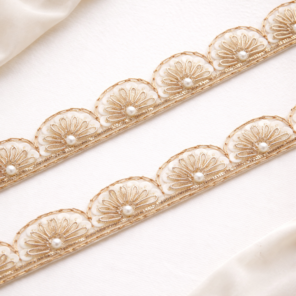 White Handwork Zardozi Work Lace