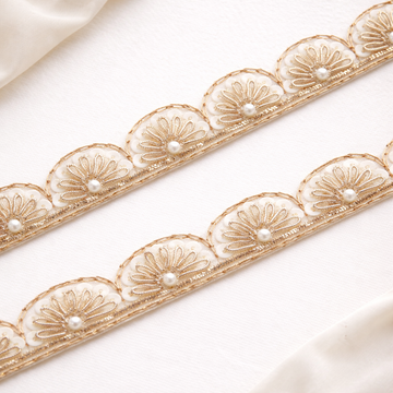 White Handwork Zardozi Work Lace