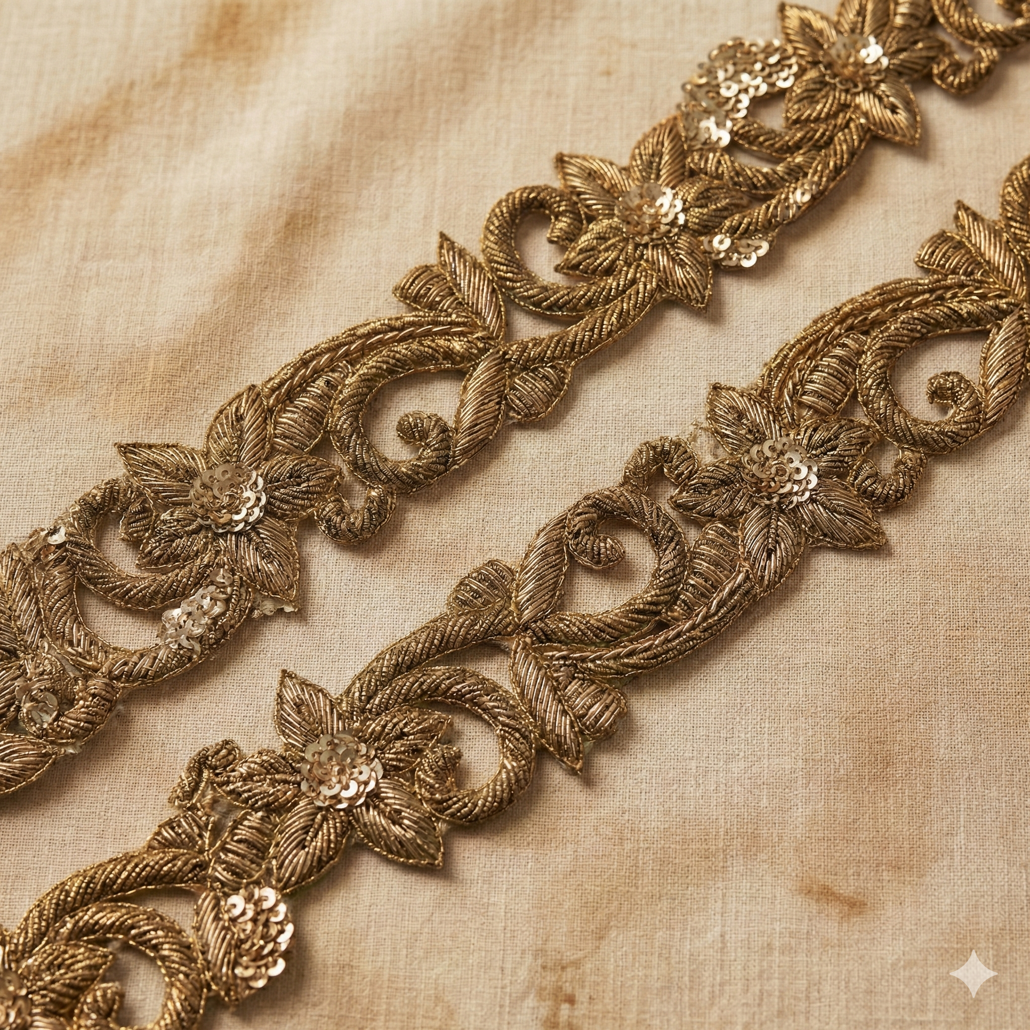 Golden Handcrafted Zardozi Trim