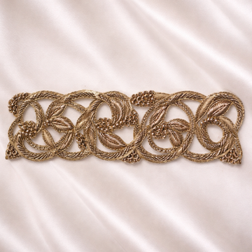 Luxury Zardozi Abstract Embroidered Lace with Sculpted Metallic Detailing