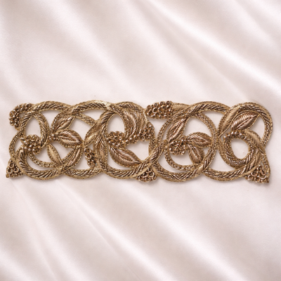 Luxury Zardozi Abstract Embroidered Lace with Sculpted Metallic Detailing