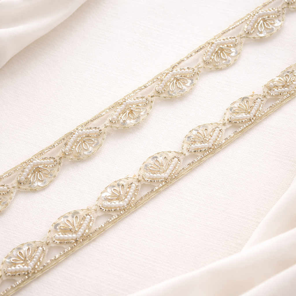 Pearl White Zari Lace Border