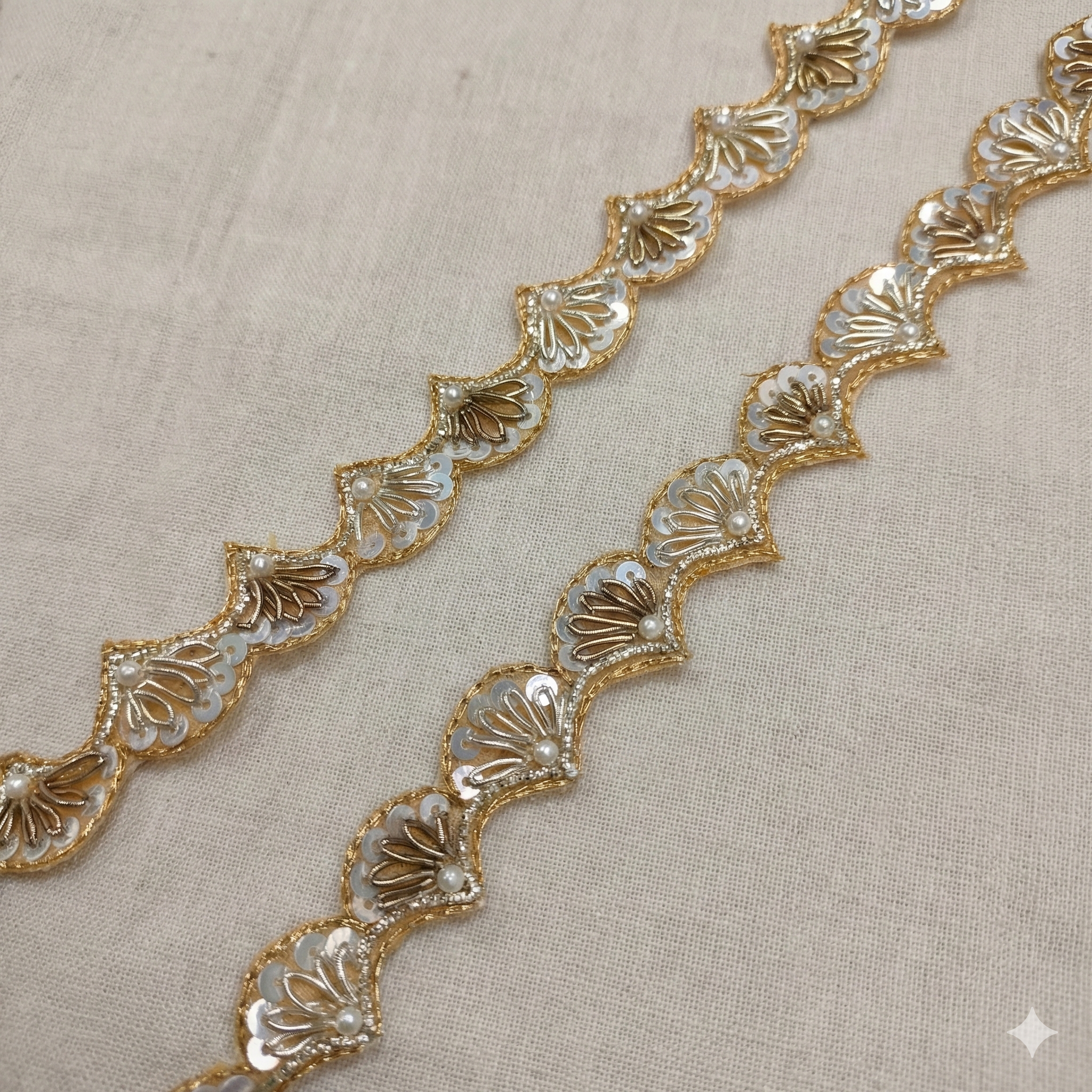 Antique Gold Fancy Embellished Zardozi Handwork Lace