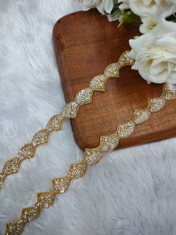 Light Gold Handwork Zardozi Work Lace