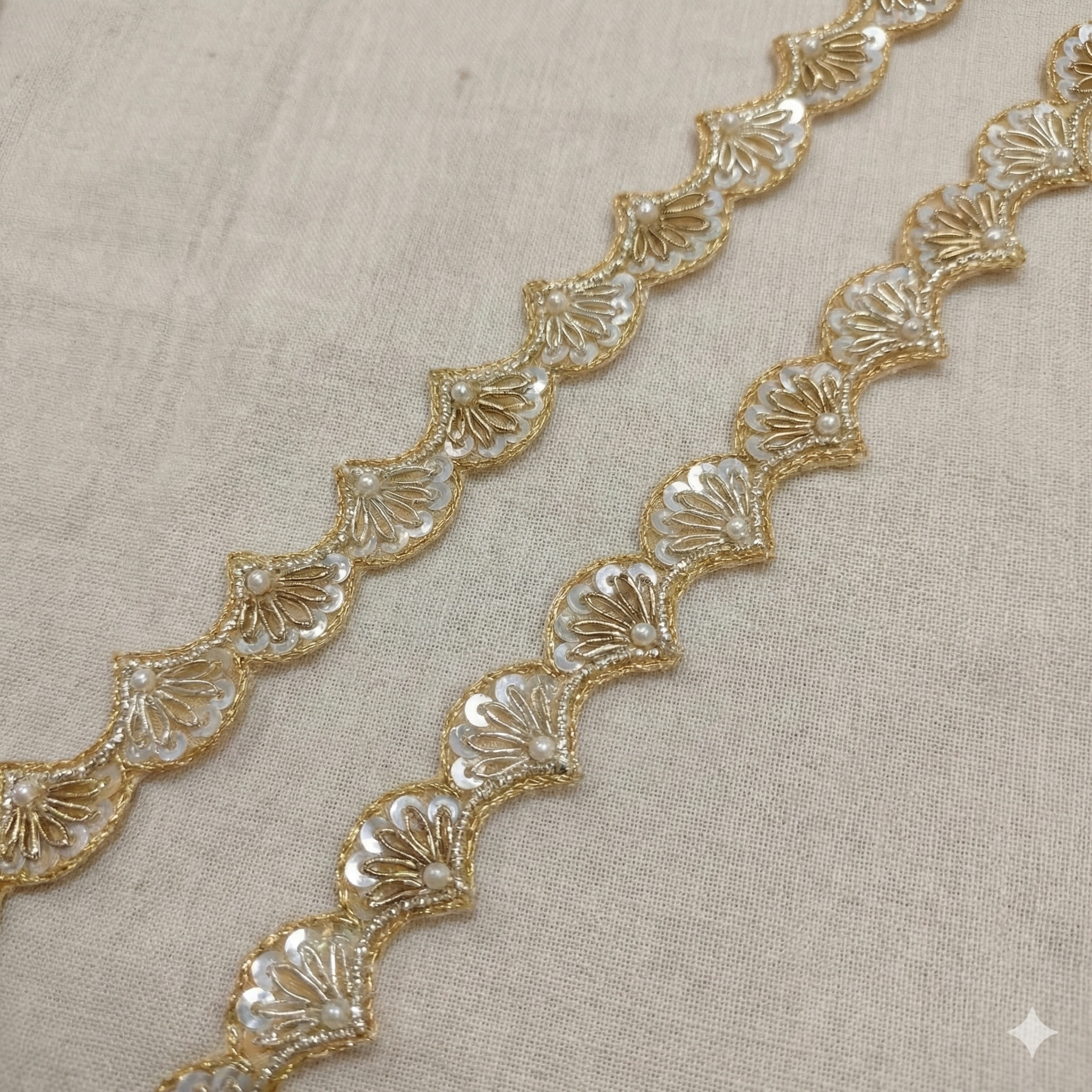 Light Gold Fancy Embellished Zardozi Trim