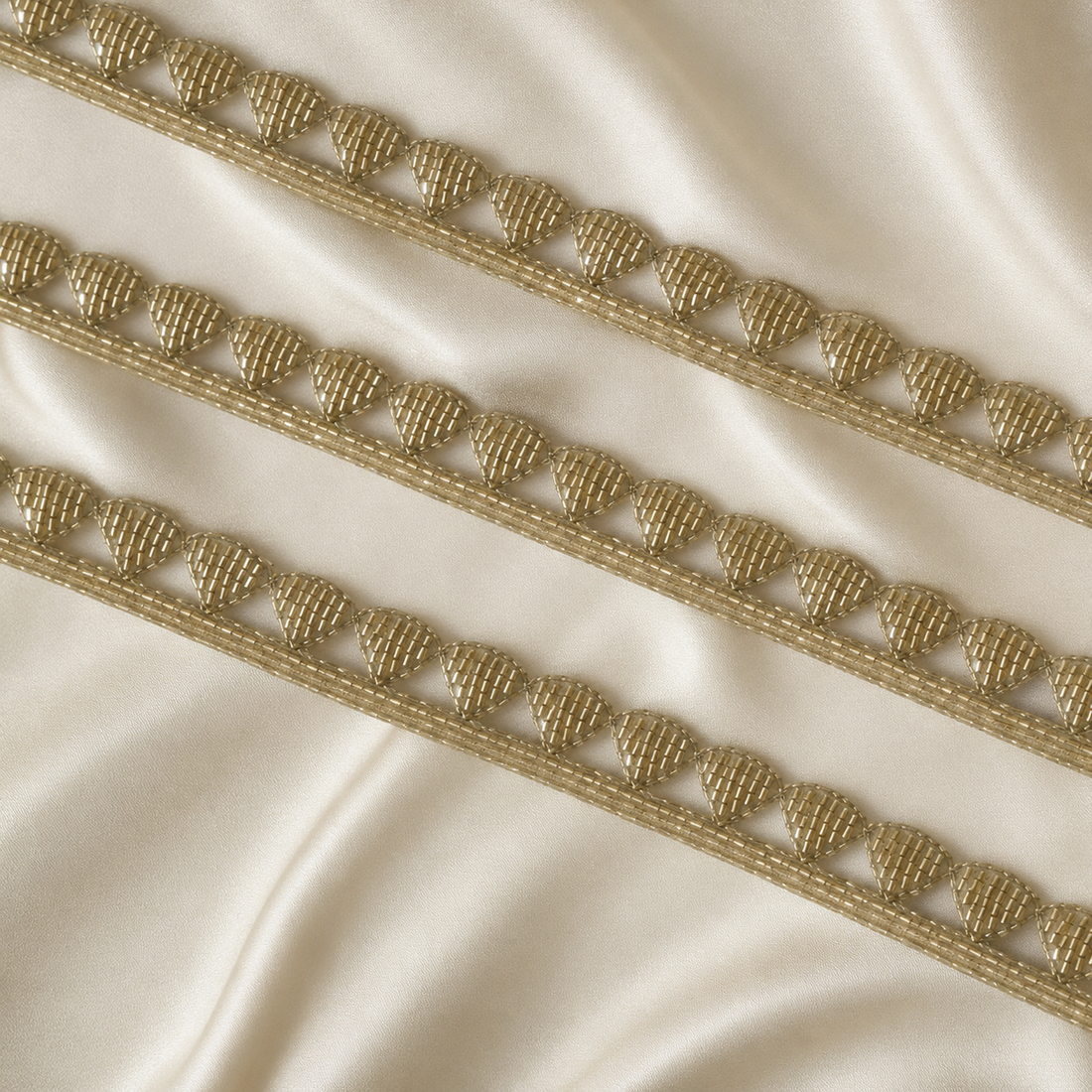 Handcrafted Teardrop Beaded Lace Trim for Ethnic & Designer Wear