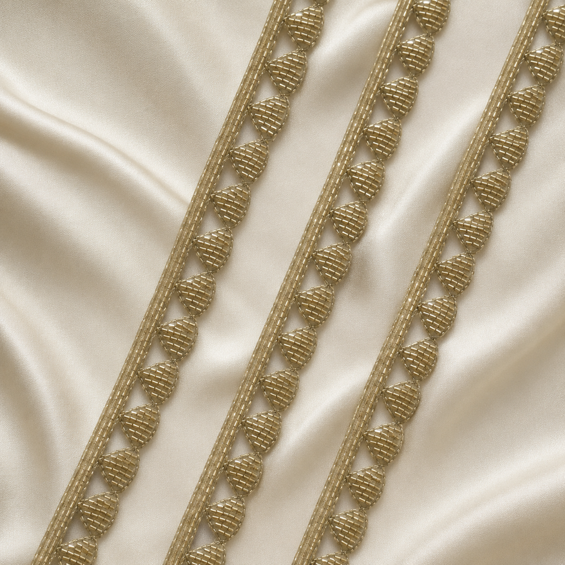 Handcrafted Teardrop Beaded Lace Trim for Ethnic & Designer Wear