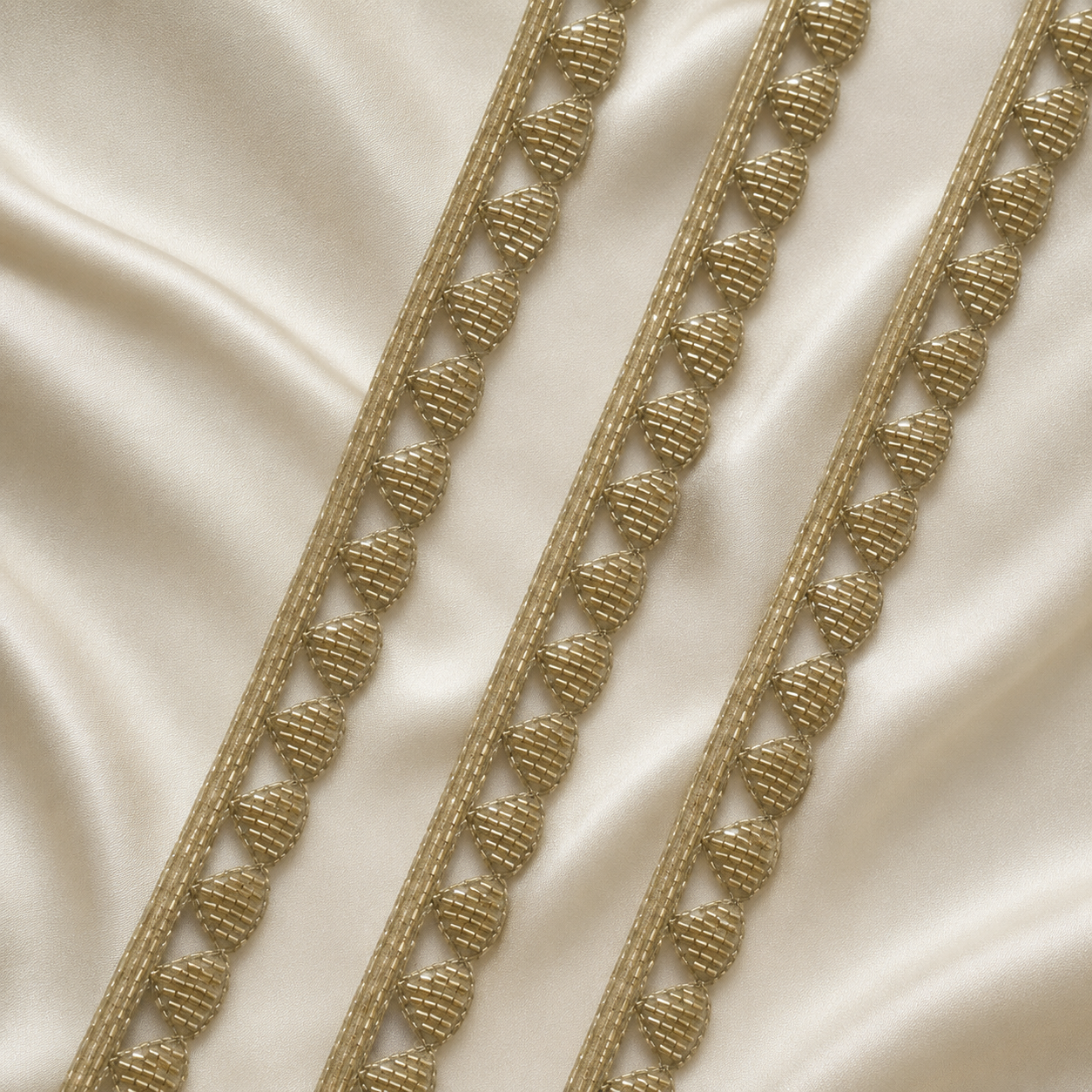 Handcrafted Teardrop Beaded Lace Trim for Ethnic & Designer Wear
