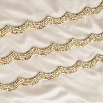 Pearl Beaded Wave Lace Trim with Sequin Scalloped Edge for Designer Wear