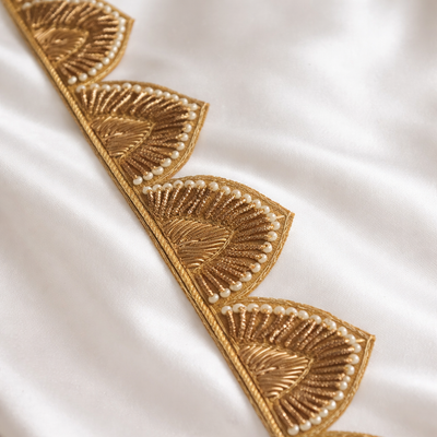 Golden Pearl Fan Embroidered Lace