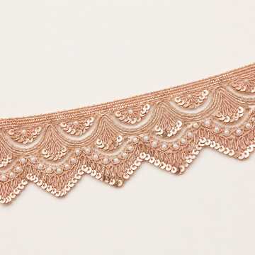 Zardozi Pearl and Sequin Layered Scalloped Lace Border