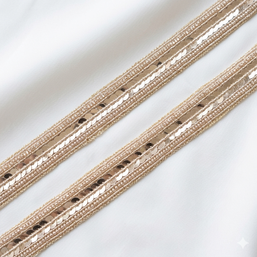 Zardozi Sequin Line Embroidered Lace Trim