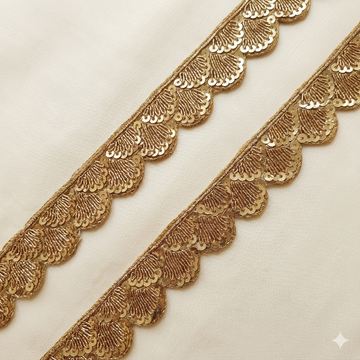 Golden Zardozi Sequin Scalloped Lace