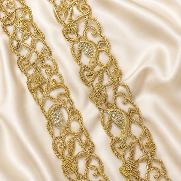 Floral Metallic Handwork Lace Border for Bridal & Designer Wear