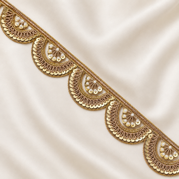 Zardozi Pearl and Sequin Crescent Scalloped Lace Border